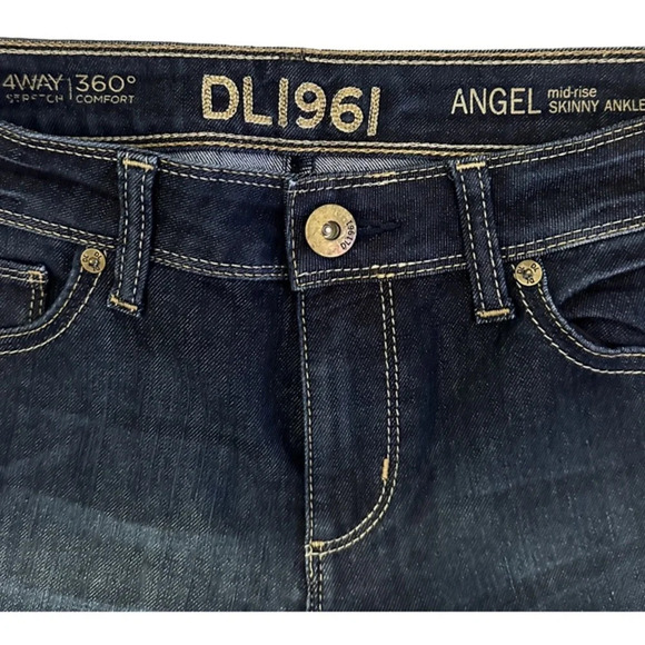 DL1961 Angel Mid Rise Skinny Ankle Blue Jean Womens Sz 26 4 Way Stretch Dark Wsh - Picture 2 of 6